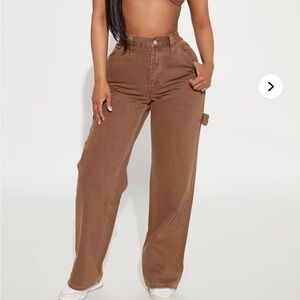 Brown Wide-Leg Jeans